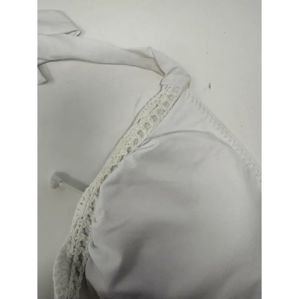 BECCA Women's Standard Colette Banded Bikini Top White L